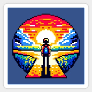 Pixelated Crossroads - 8-Bit Life Choices Art Magnet